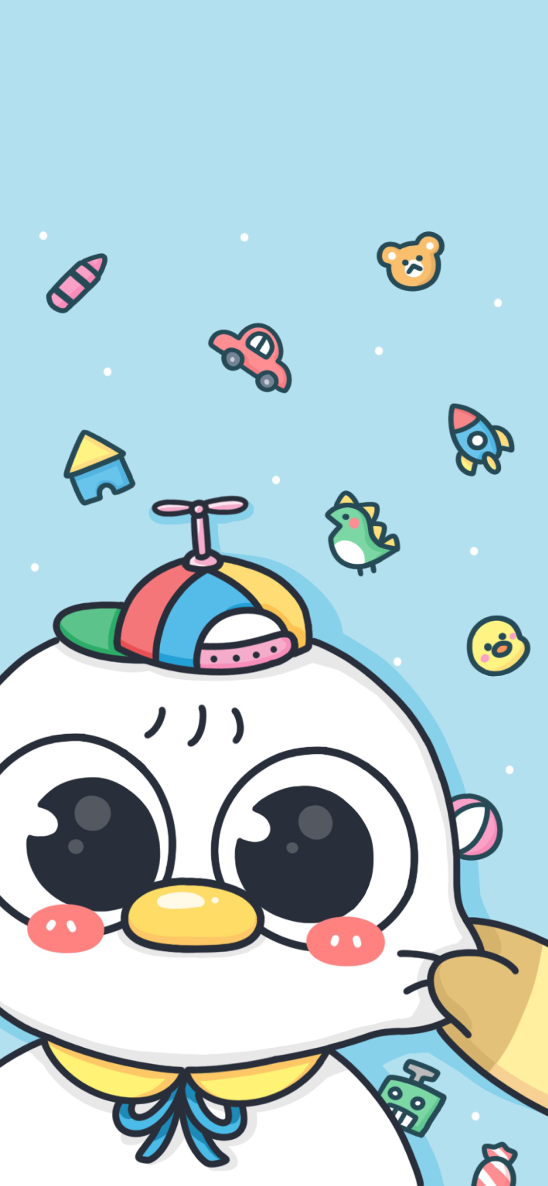 [2436×1125]卡通 萌物 大眼睛 捏脸 苹果手机动漫壁纸图片