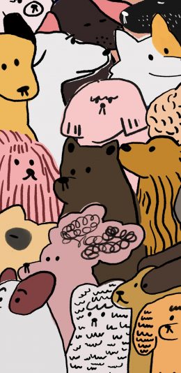 [2436x1125]卡通 萌物 小狗 熊 苹果手机动漫壁纸图片