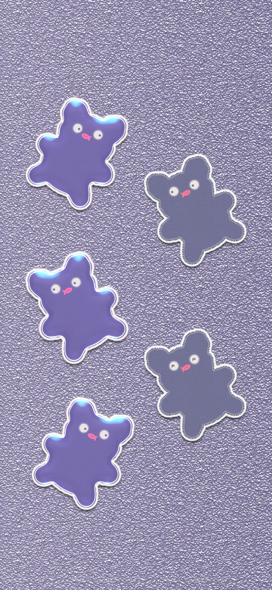 [2436×1125]卡通 萌物 平铺 紫色 苹果手机动漫壁纸图片