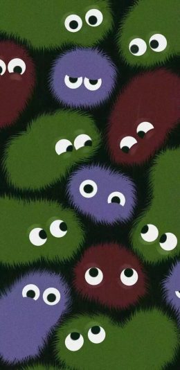 [2436x1125]卡通 萌物 毛茸茸 平铺 苹果手机动漫壁纸图片
