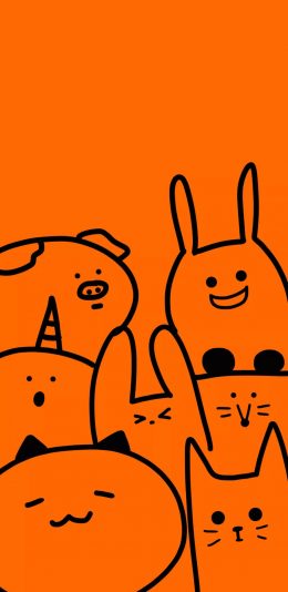 [2436x1125]卡通 萌物 猪猪 兔子 苹果手机动漫壁纸图片