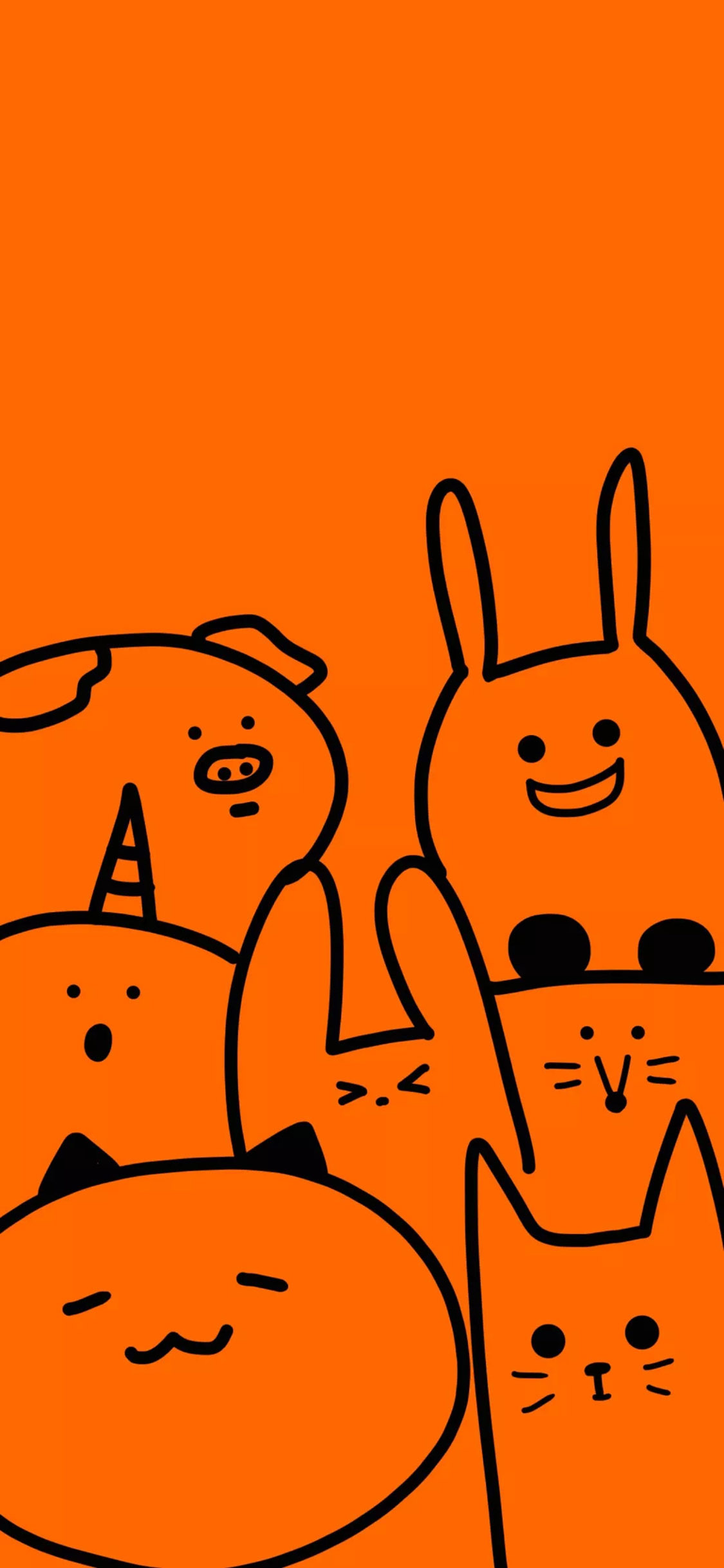 [2436×1125]卡通 萌物 猪猪 兔子 苹果手机动漫壁纸图片