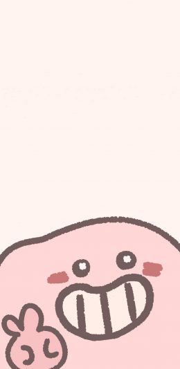 [2436x1125]卡通 萌物 粉色 剪刀手 苹果手机动漫壁纸图片