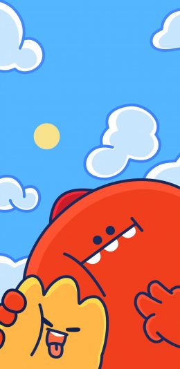 [2436x1125]卡通 萌物 蓝天 可爱 苹果手机动漫壁纸图片