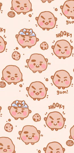 [2436x1125]卡通 萌物 表情 平铺 苹果手机动漫壁纸图片