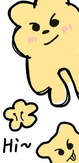 [2436x1125]卡通 表情 萌物 hi 苹果手机动漫壁纸图片