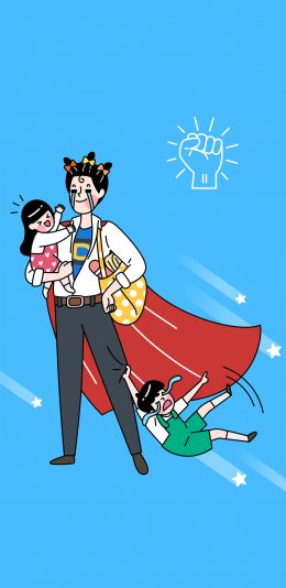 [2436x1125]卡通 超人爸爸 女孩 男孩 苹果手机动漫壁纸图片