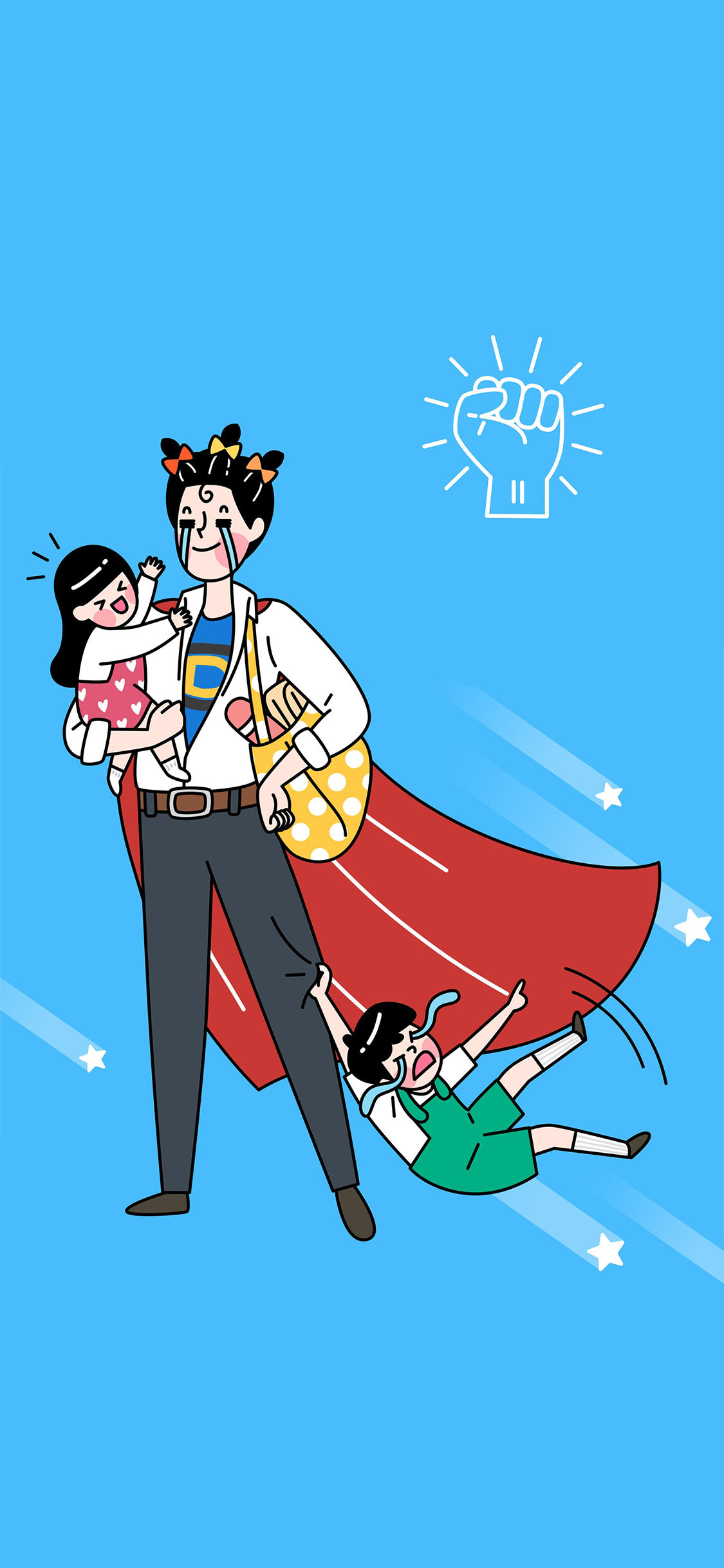 [2436×1125]卡通 超人爸爸 女孩 男孩 苹果手机动漫壁纸图片