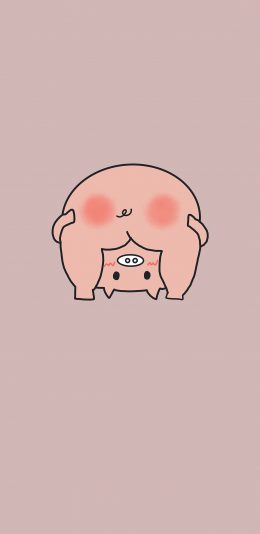 [2436x1125]卡通 趣味 猪屁屁 粉 苹果手机动漫壁纸图片
