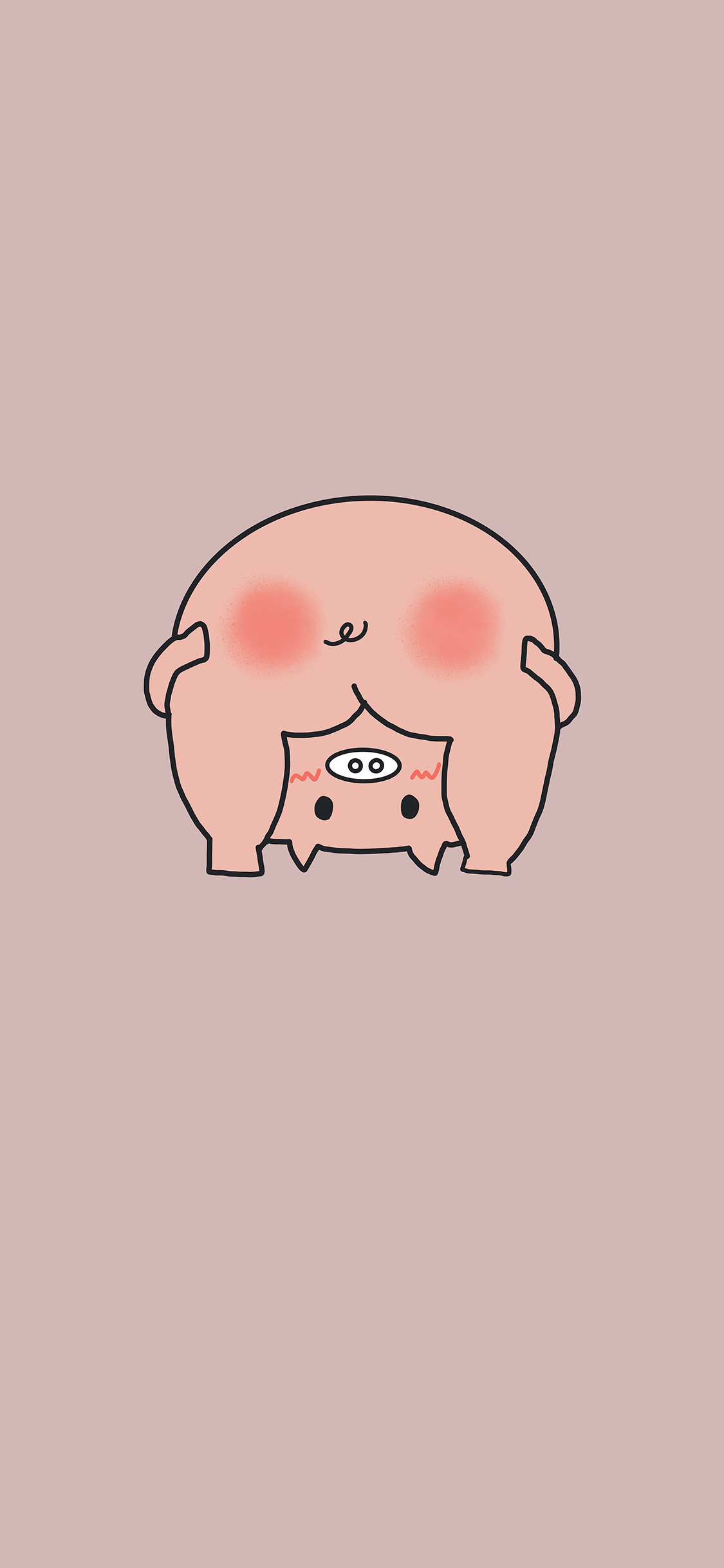 [2436×1125]卡通 趣味 猪屁屁 粉 苹果手机动漫壁纸图片