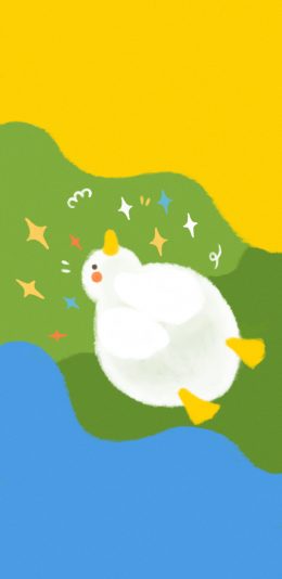 [2436x1125]卡通 达可鸭 dake duck 可爱 苹果手机动漫壁纸图片