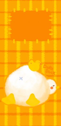 [2436x1125]卡通 达可鸭 dake duck 黄色 苹果手机动漫壁纸图片