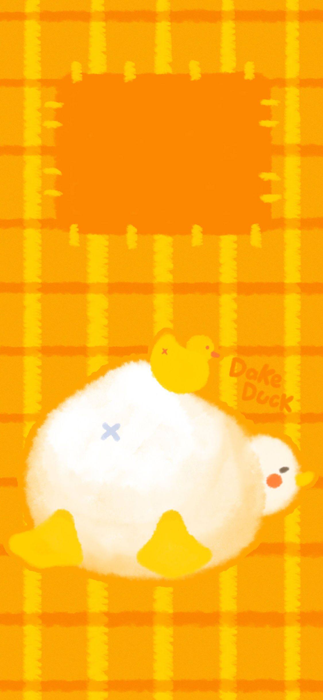 [2436×1125]卡通 达可鸭 dake duck 黄色 苹果手机动漫壁纸图片