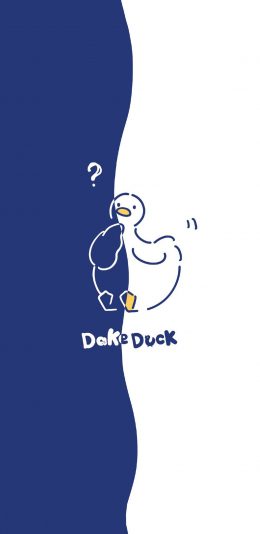 [2436x1125]卡通 达可鸭 问号 作者：大可鸭Dake 苹果手机动漫壁纸图片