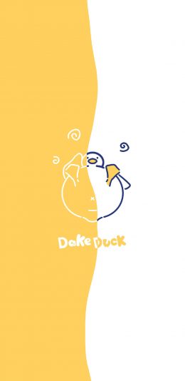 [2436x1125]卡通 达可鸭 黄白 作者：大可鸭Dake 苹果手机动漫壁纸图片