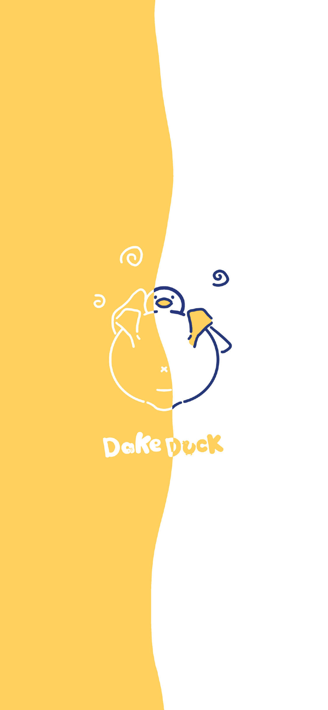 [2436×1125]卡通 达可鸭 黄白 作者：大可鸭Dake 苹果手机动漫壁纸图片