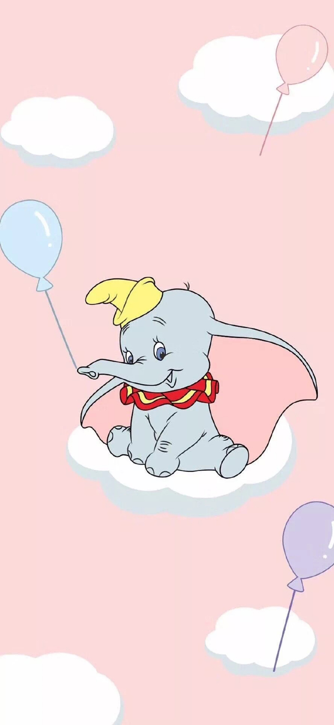 [2436×1125]卡通 迪士尼 小飞象 气球 苹果手机动漫壁纸图片