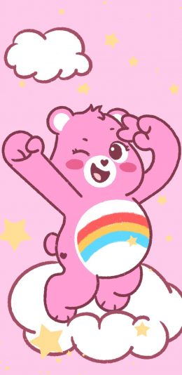 [2436x1125]卡通 迪士尼 彩虹熊 爱心熊（取自微博：lAugai ​​​​） 苹果手机动漫壁纸图片