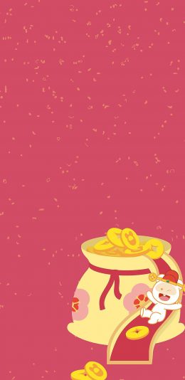 [2436x1125]卡通 金币 笨笨鼠 金币 苹果手机动漫壁纸图片