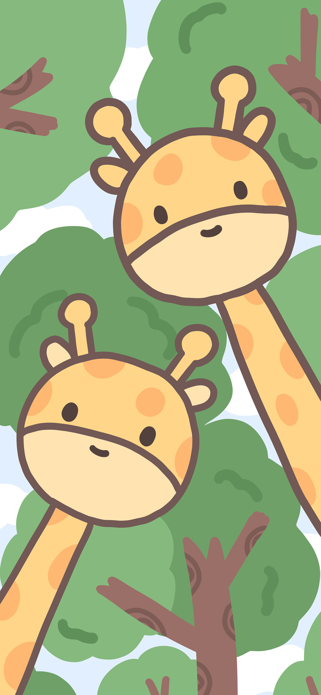 [2436×1125]卡通 长劲鹿 可爱（取自微博：橙小鹿C） 苹果手机动漫壁纸图片