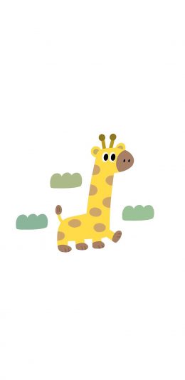[2436x1125]卡通 长颈鹿 Q版 萌 苹果手机动漫壁纸图片