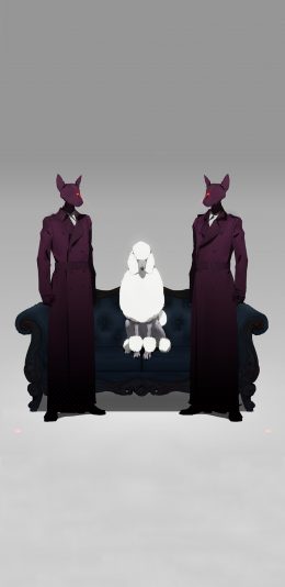 [2436x1125]卡通 阿尔法狗 红外线眼 苹果手机动漫壁纸图片