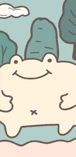 [2436x1125]卡通 青蛙 肥胖 可爱（取自微博：一番甜粥） 苹果手机动漫壁纸图片