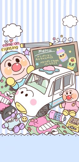 [2436x1125]卡通 面包超人 小汽车 可爱 苹果手机动漫壁纸图片