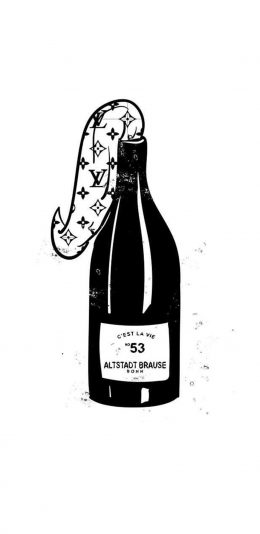 [2436x1125]卡通 香槟 LV 黑白 苹果手机动漫壁纸图片