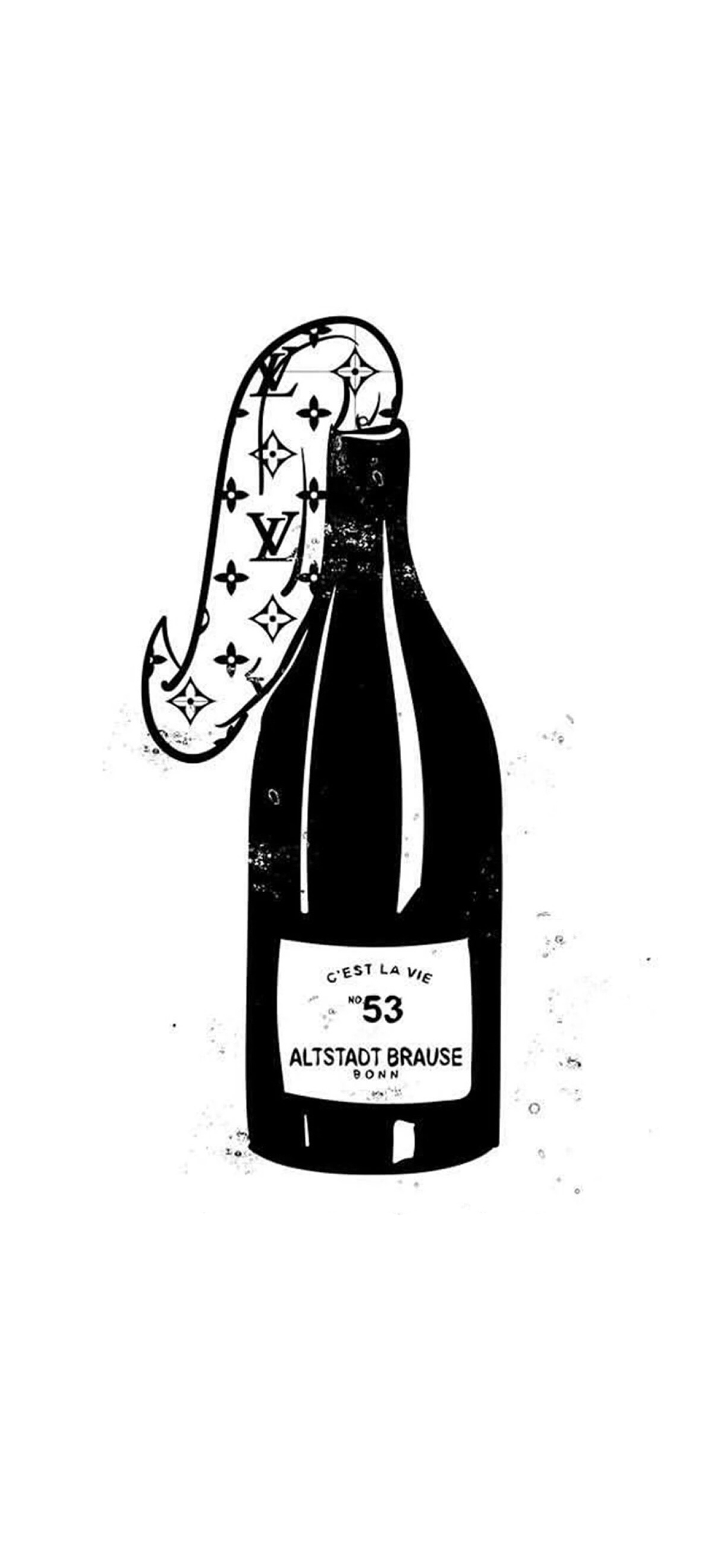 [2436×1125]卡通 香槟 LV 黑白 苹果手机动漫壁纸图片