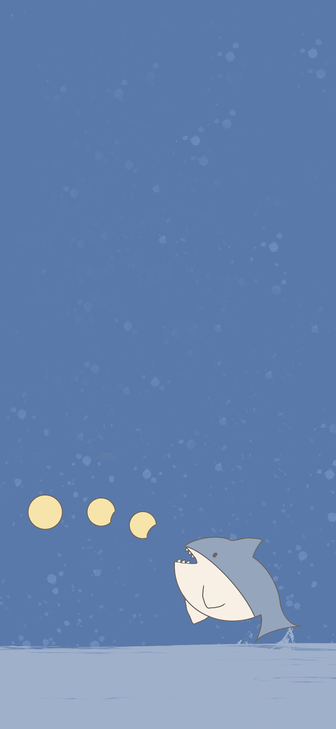 [2436×1125]卡通 鲨鱼 可爱 月亮 苹果手机动漫壁纸图片