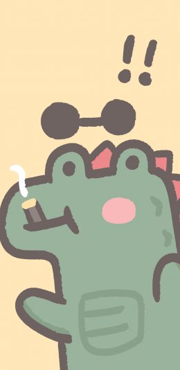 [2436x1125]卡通 鳄鱼 趣味 简约 苹果手机动漫壁纸图片