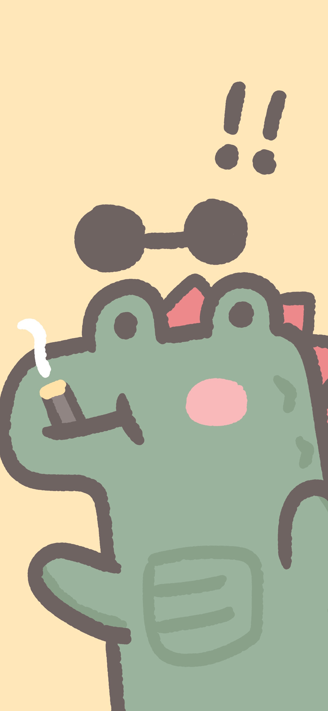 [2436×1125]卡通 鳄鱼 趣味 简约 苹果手机动漫壁纸图片