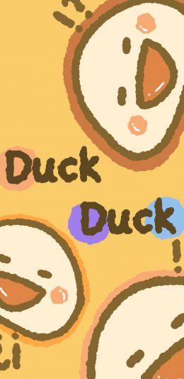 [2436x1125]卡通 鸭子 duck 平铺 苹果手机动漫壁纸图片