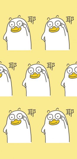 [2436x1125]卡通 鸭子 剪刀手 耶 苹果手机动漫壁纸图片