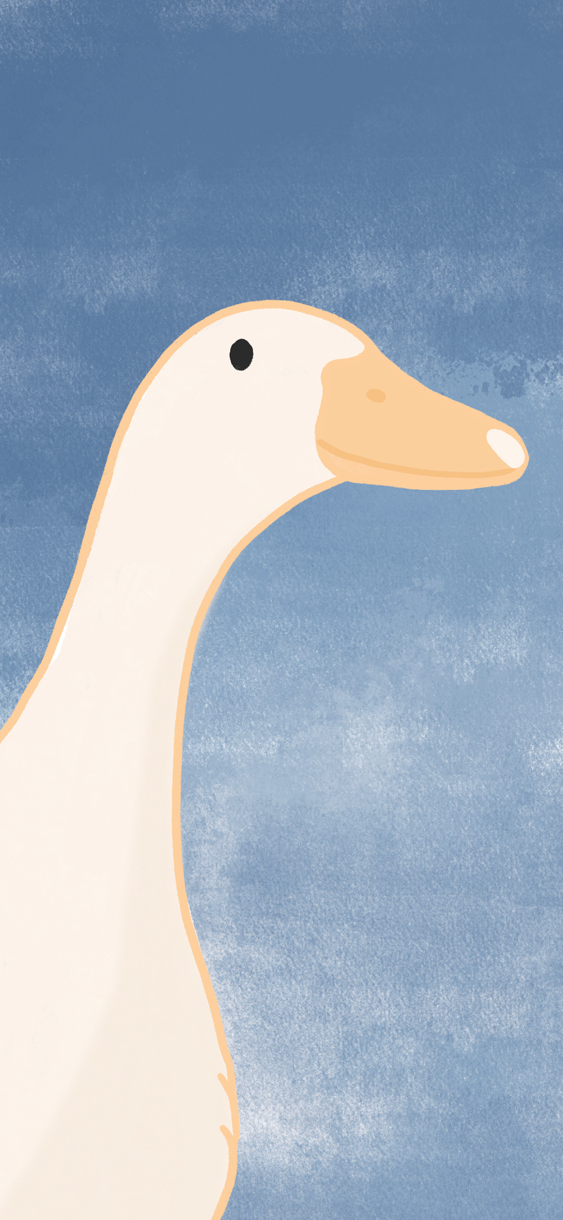 [2436×1125]卡通 鸭子 绘画 蓝 苹果手机动漫壁纸图片