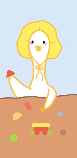 [2436x1125]卡通 鸭鸭 小黄帽 可爱 苹果手机动漫壁纸图片