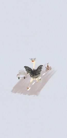 [2436x1125]卡通 鸵鸟 奔跑 可爱 苹果手机动漫壁纸图片