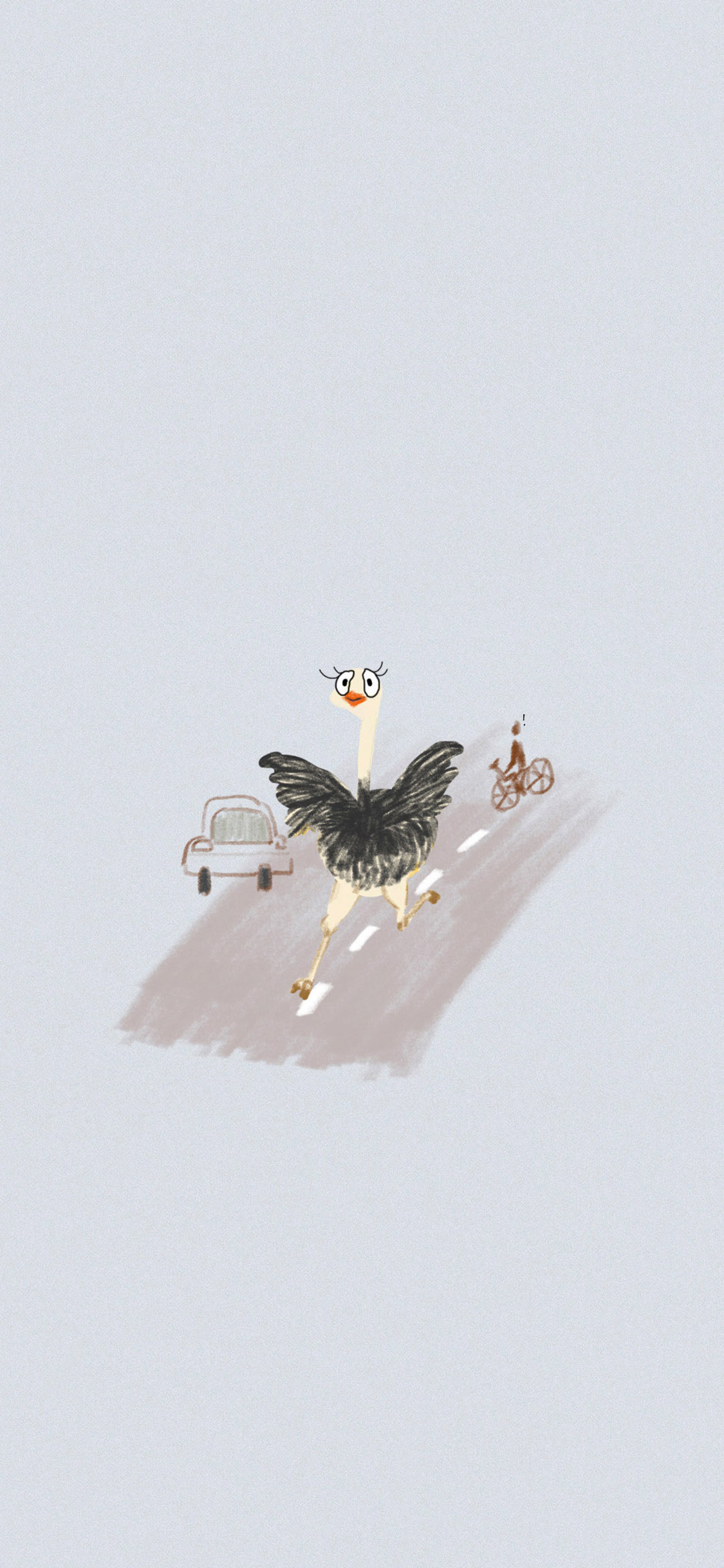 [2436×1125]卡通 鸵鸟 奔跑 可爱 苹果手机动漫壁纸图片