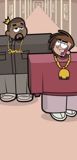 [2436x1125]卡通 黑人 大金链子 趣味 苹果手机动漫壁纸图片