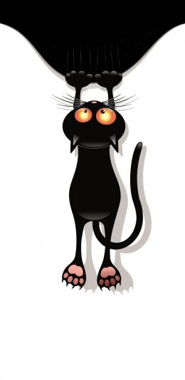 [2436x1125]卡通 黑猫 可爱 黑白 苹果手机动漫壁纸图片