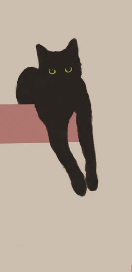 [2436x1125]卡通 黑猫 猫咪 苹果手机动漫壁纸图片