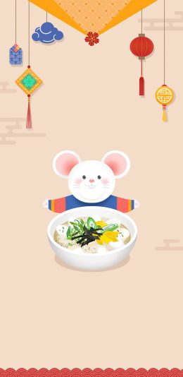[2436x1125]卡通 鼠年 老鼠 可爱 饭菜 苹果手机动漫壁纸图片