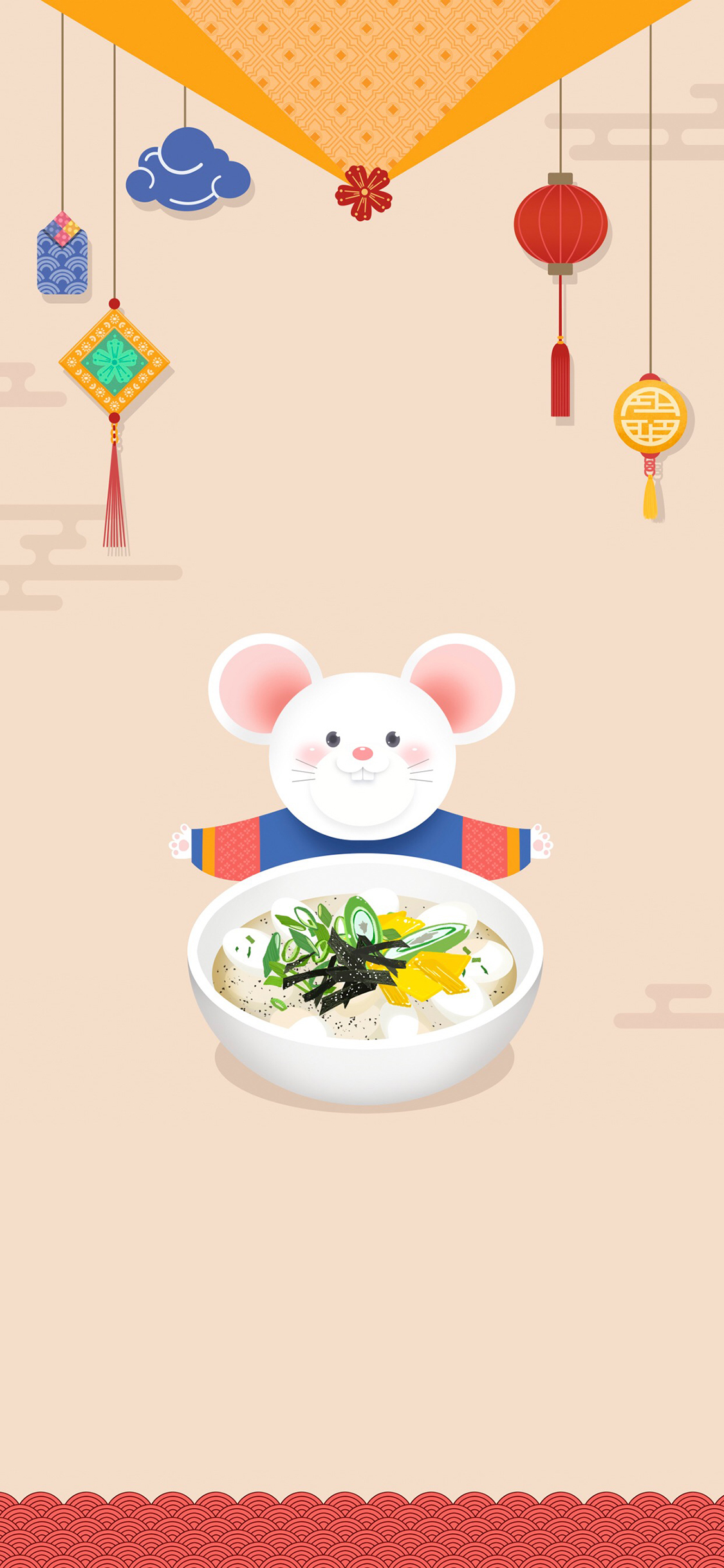 [2436×1125]卡通 鼠年 老鼠 可爱 饭菜 苹果手机动漫壁纸图片