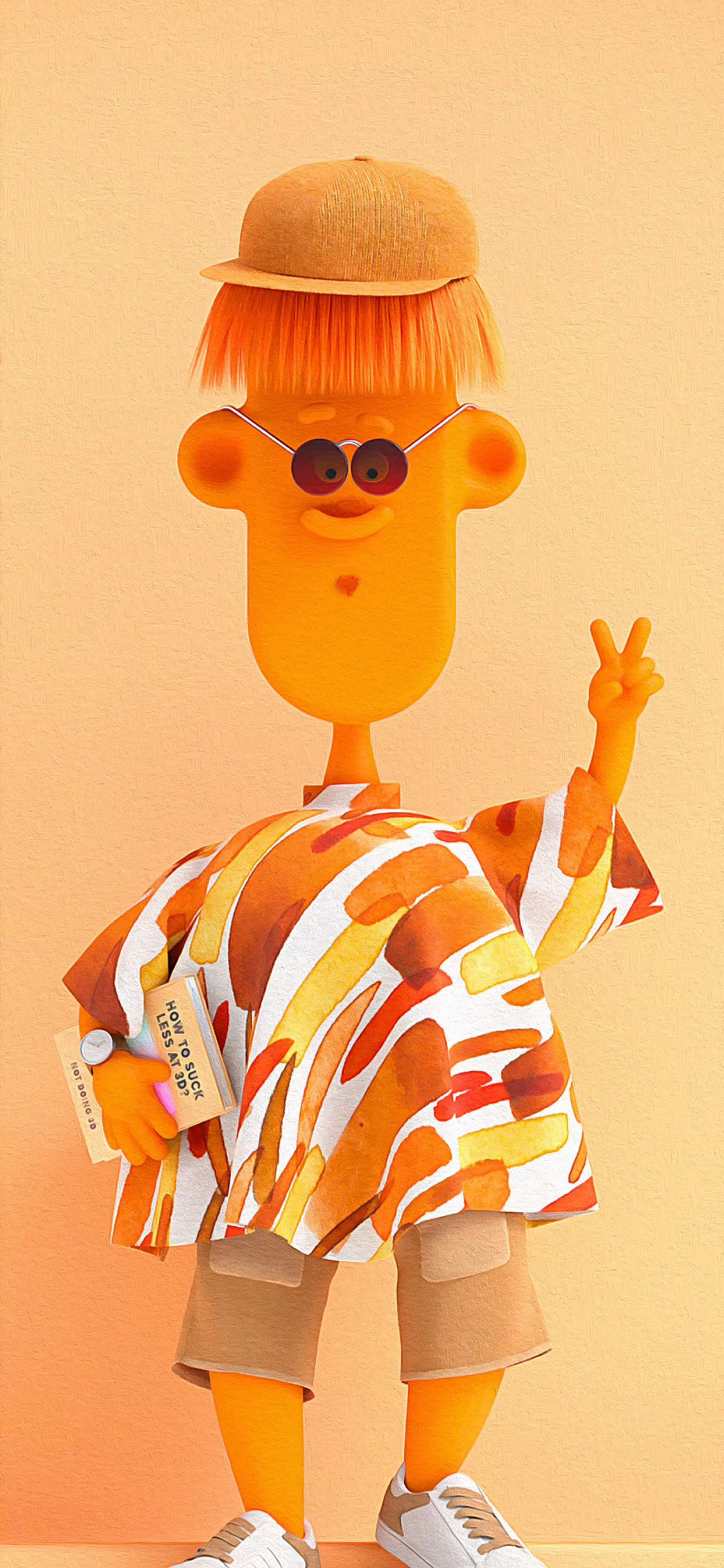 [2436×1125]卡通人物 剪刀手 黄色 潮流 苹果手机动漫壁纸图片