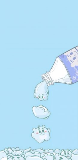 [2436x1125]卡通插画 水 水滴 表情 苹果手机动漫壁纸图片