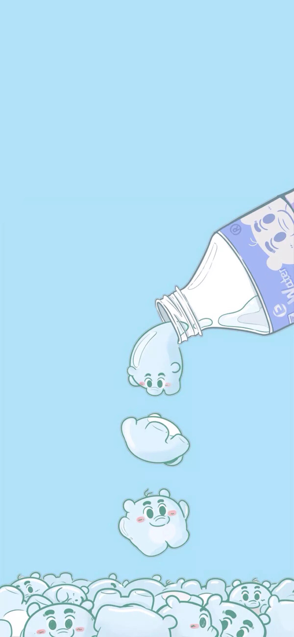 [2436×1125]卡通插画 水 水滴 表情 苹果手机动漫壁纸图片