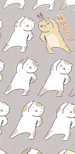 [2436x1125]卡通猫咪 平铺 操做反了 苹果手机动漫壁纸图片