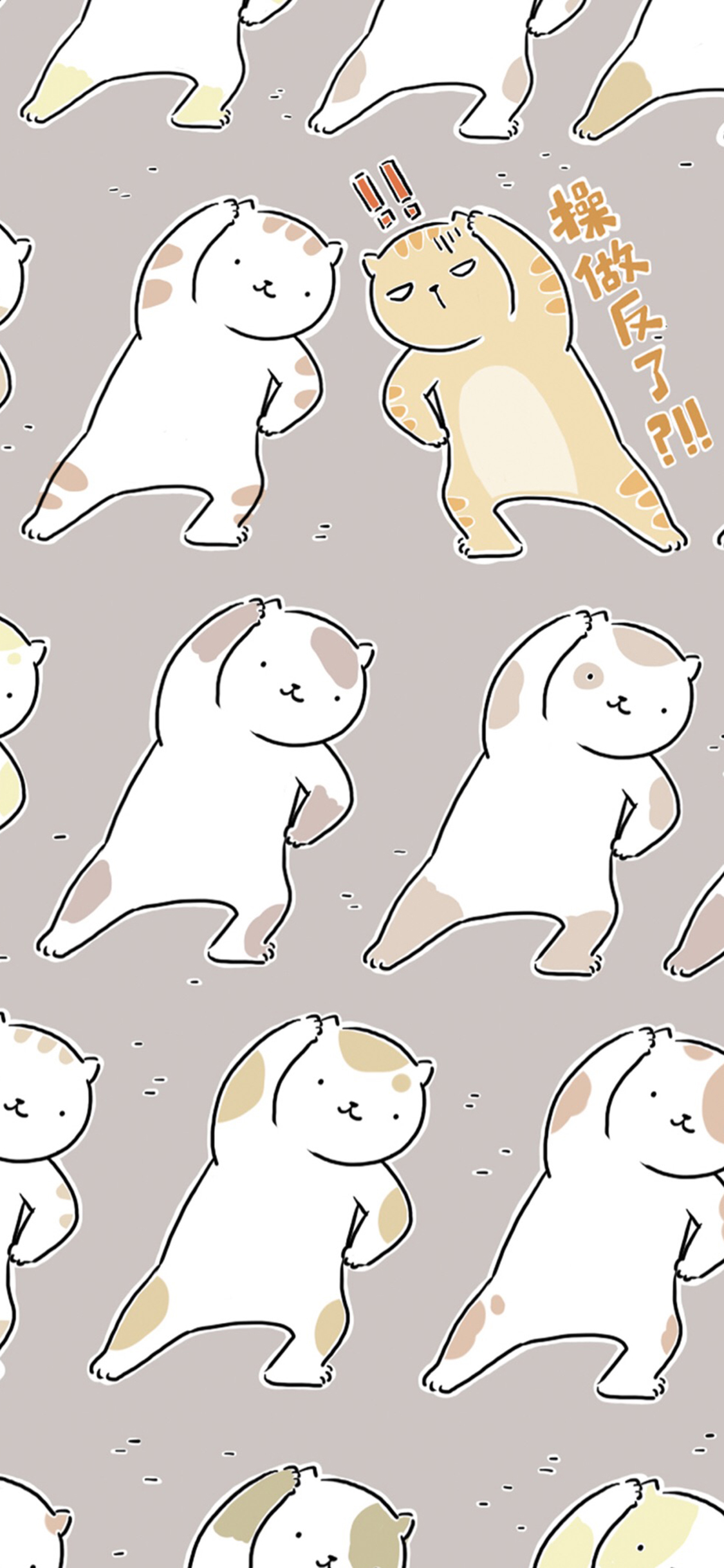 [2436×1125]卡通猫咪 平铺 操做反了 苹果手机动漫壁纸图片