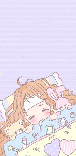 [2436x1125]卡通萝莉 发烧 娃娃 可爱 苹果手机动漫壁纸图片